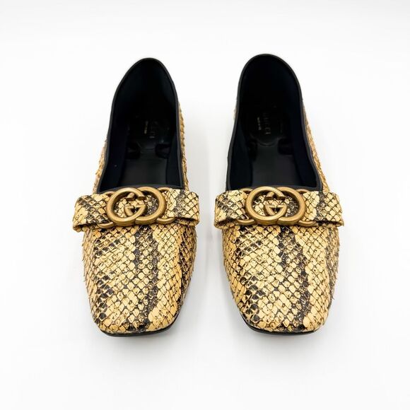 Gucci GG Leather Python Ballet Flats Lace Up Ribbon EU 38 - Picture 3 of 10